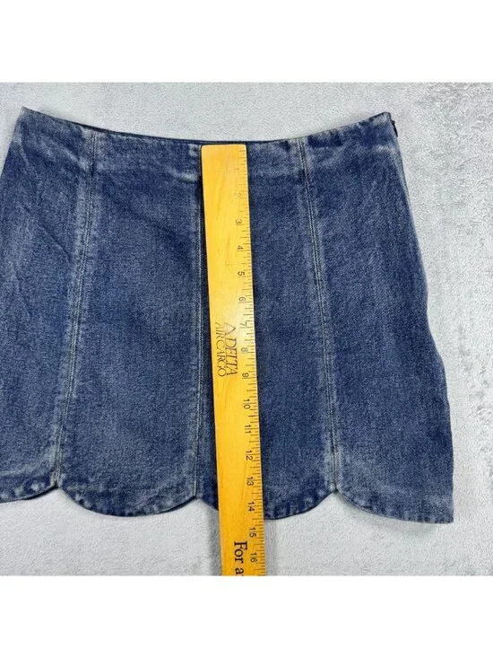 Y2K Grunge Altar'd State Denim Mini Skirt Sz Medium High Rise Fitted Jean Skirt - Picture 9 of 9